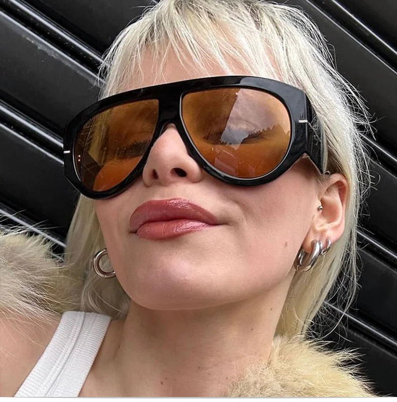 2025 Oversized Pilot Sunglasses for Women Men UV Protection Stylish Eyewear Thick Frame Unique Luxury Designer Sun Glasses Shade