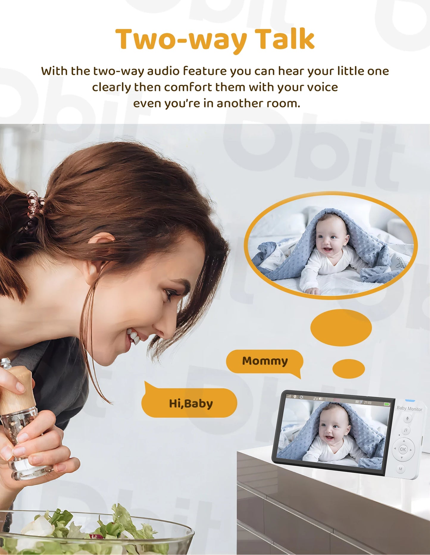 DBIT Baby Monitor Scurity Potection Cmera for Kids 5"IPS Screen 5000mAh Battery Night Vision 2-Way Audio Video Child Camera