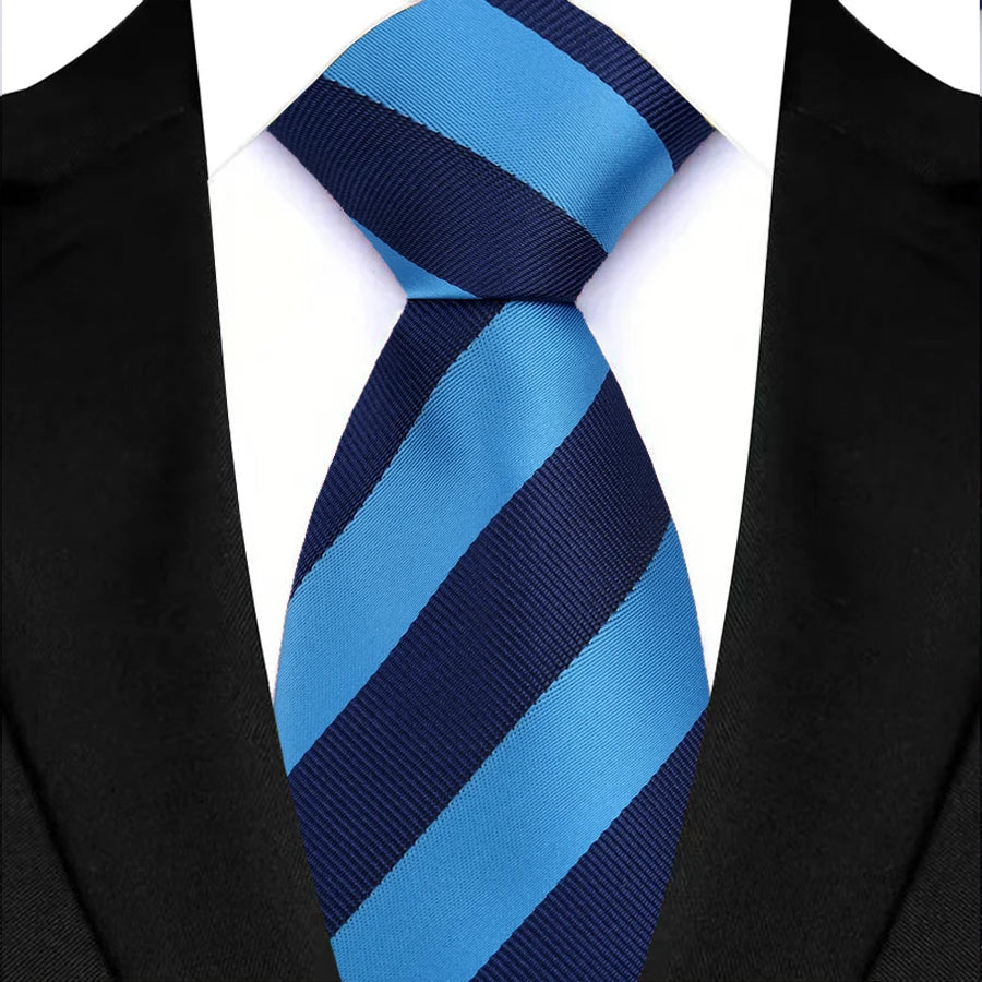 New Men's Tie Classic Stripes 8cm Jacquard Daily Wear Red Blue Green Necktie Cravat Wedding Party Dress Accessories Gift For Man