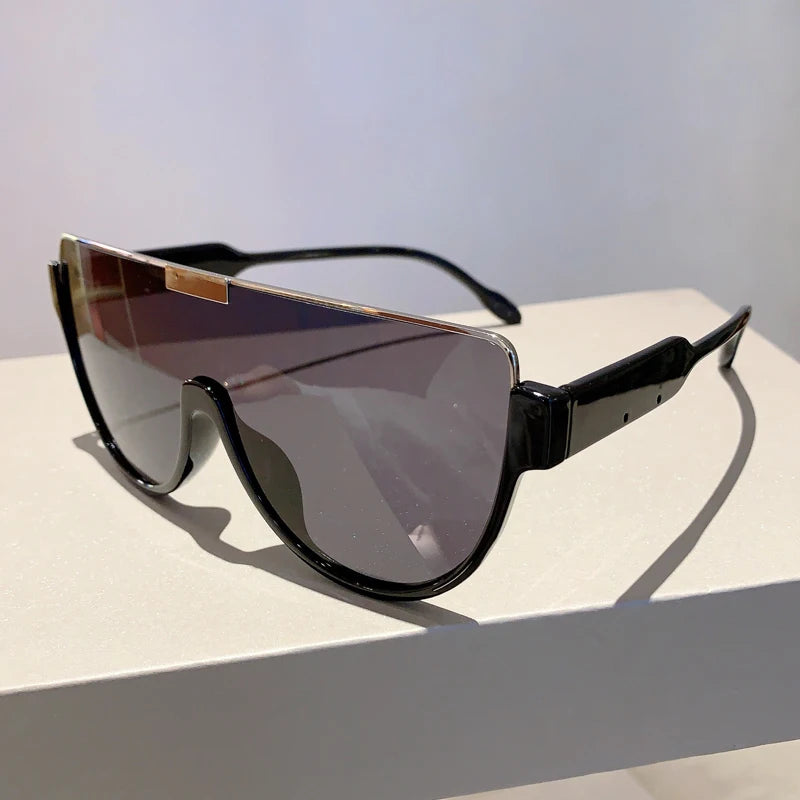 KAMMPT Vintage Semi-round Sunglasses Women Fashion Monoblock Outdoor Goggle Shades Ins Trending 2023 New Design UV400 Eyewear