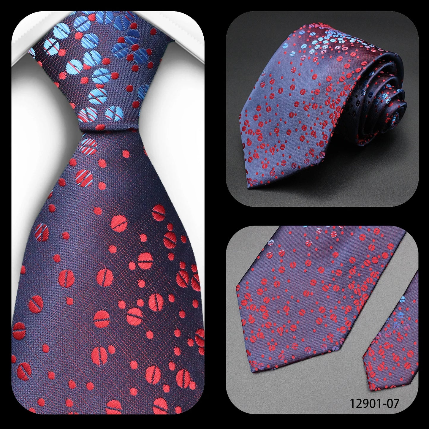 Men's Red Purple Plaid Tie stripe Handmade Woven Fashion Business Tie Geometric Style Polyester Silk Material for Wedding