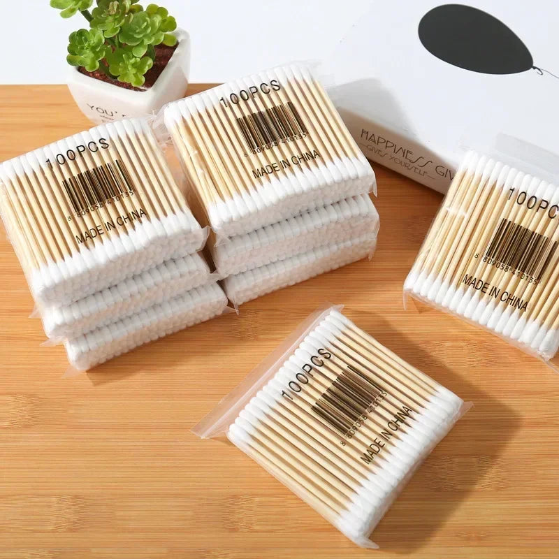 Double Cotton Buds Tip Sticks Nose Ear Cleaning Health Care Tools Head Wood Cotton Swab Women Makeup Lipstik Ватные Палочки