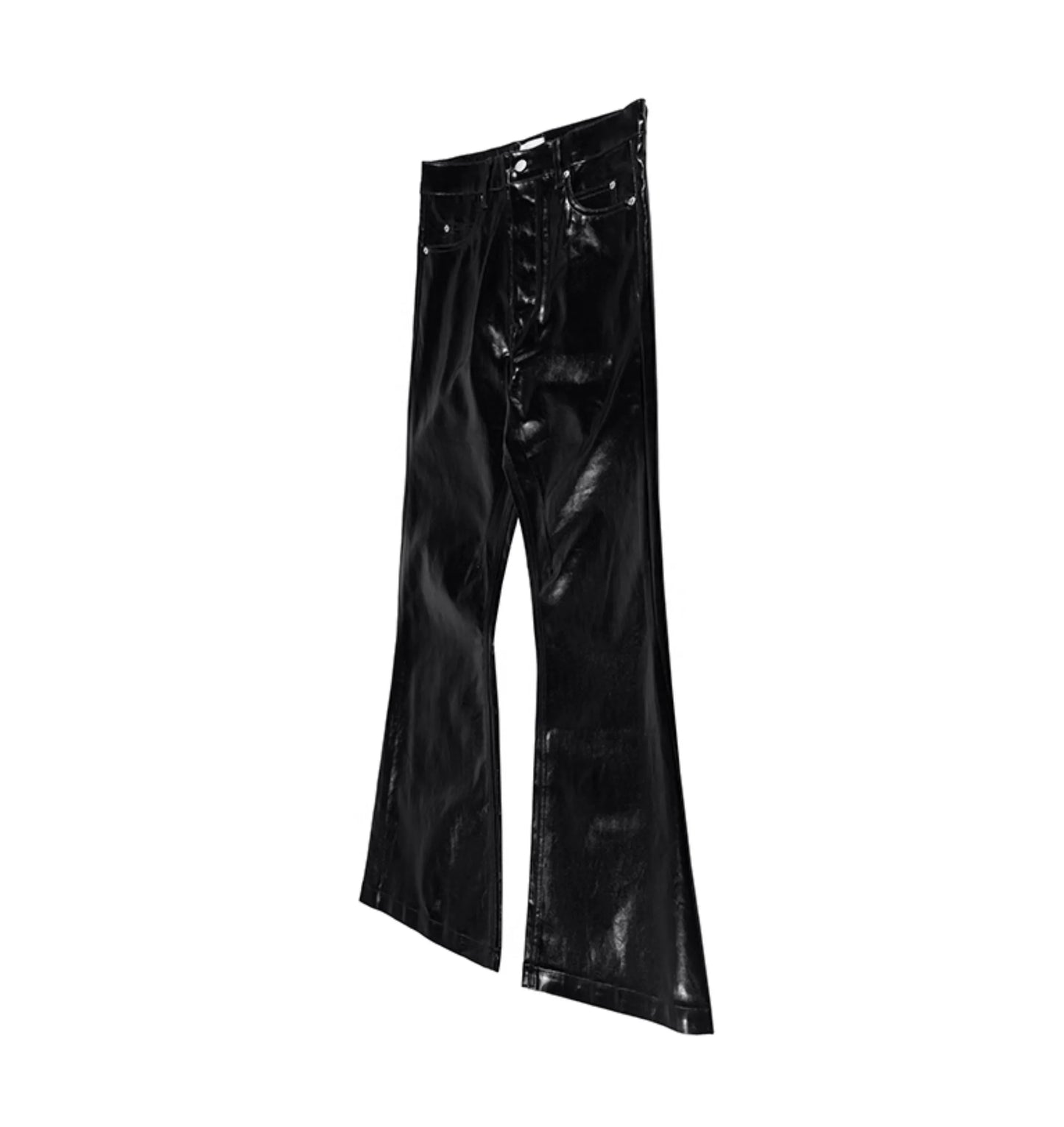 PFNW New Spring Men's Jeans Loose Wide Leg Coating Glossy Patent Leather Straight Male Denim Pants Niche Style 2025 12C509