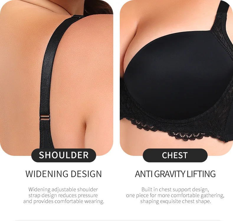 Plus Size Lingerie for Large Busts  Minimizing Anti-Sag Gathering Breathable Underwired Big Cup Size B C D E F 38 40 42 44 46 48