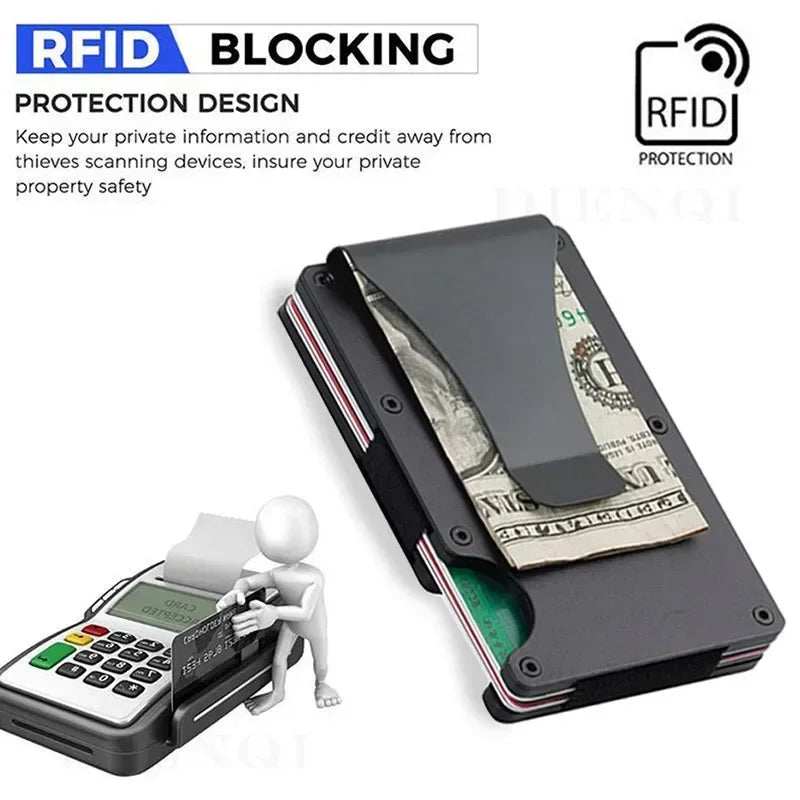 1PC ANTI RFID Blocking Minimalist Card Holder Wallet for Men 2025 Slim Mini Fashion Wallet - Metal Wallet with Money Clip Unisex