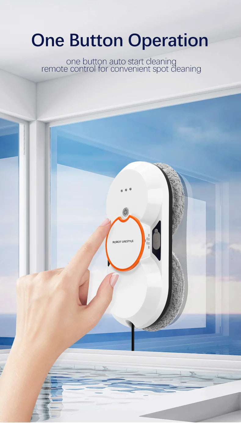 Robotic Window Cleaner Washing Windows Robot with Spray ,Two Water Tank,Spin Mop,5600Pa,Remote control, Home Robot Washer Glass