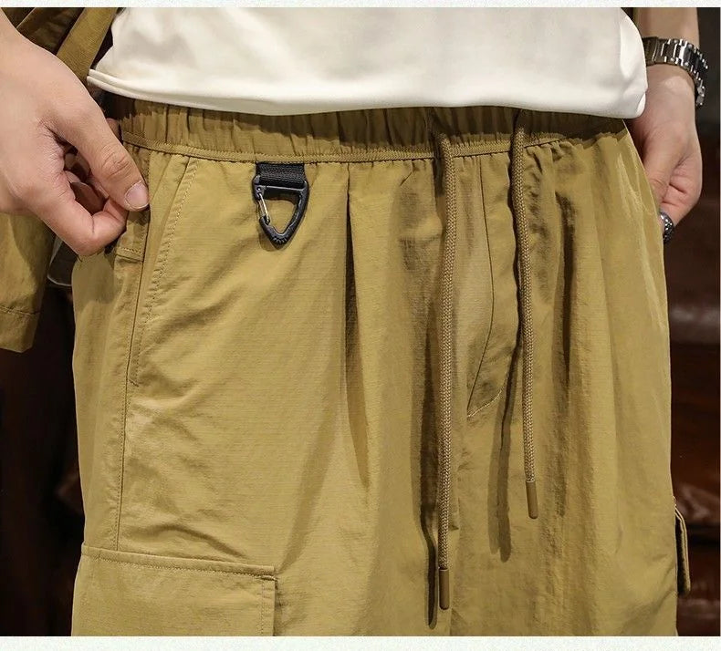 Trendy Cargo Summer Clothes Set Men Short Sleeve Shirt with Pockets And Shorts Solid Casual Safari Outdoor Outfits