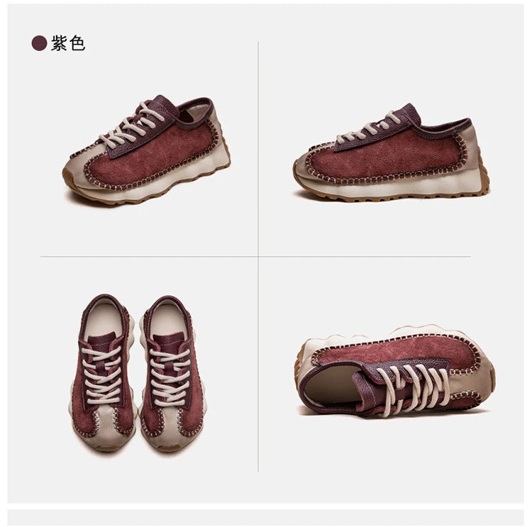 Koznoy 3cm Suede Cow Genuine Leather Mixed Color Preppy Girl Vulcanize Platform Wedge Summer Ladies Spring Autumn Comfy Fashion