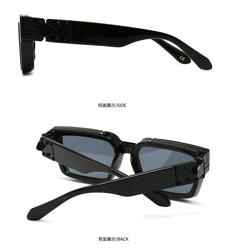 2024 Brand Rectangle Sunglasses Women Men Shades Retro Square Black Sun Glasses Eyewear Trendy Punk Eyeglasses For Male UV400