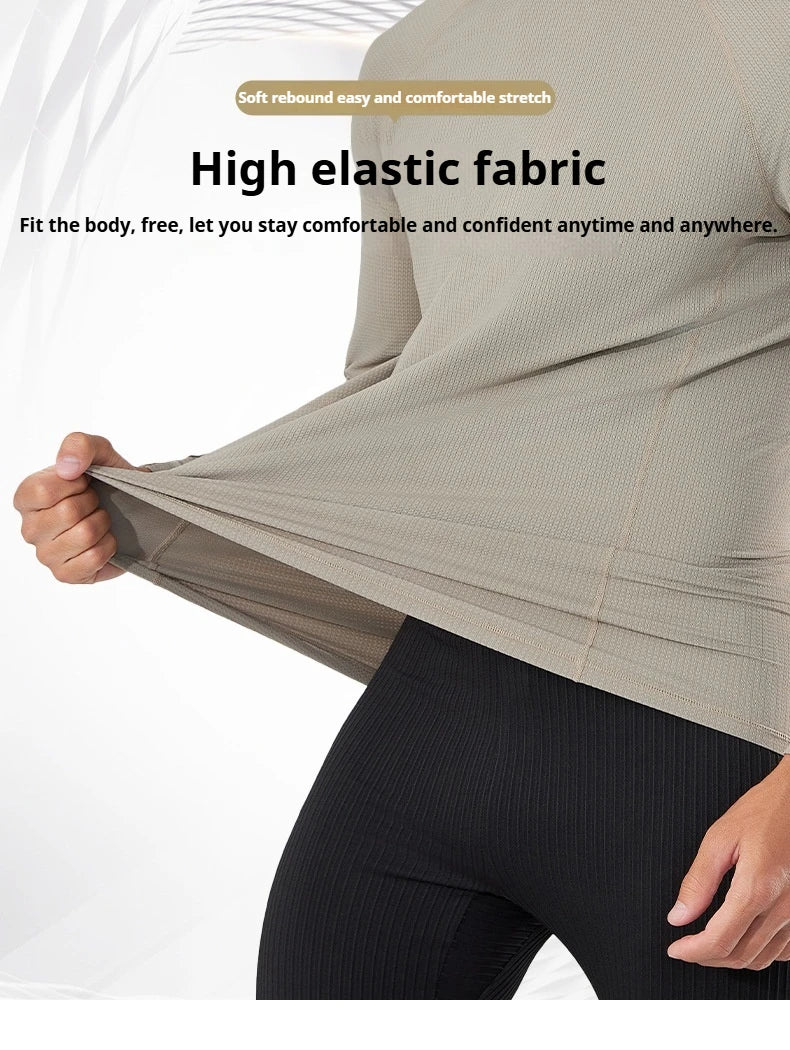 Men's Quick-Dry Breathable Long Sleeve T-Shirt Spring Autumn Thin Workout Top Outdoor Fitness Running Training Thumbhole Cuffs