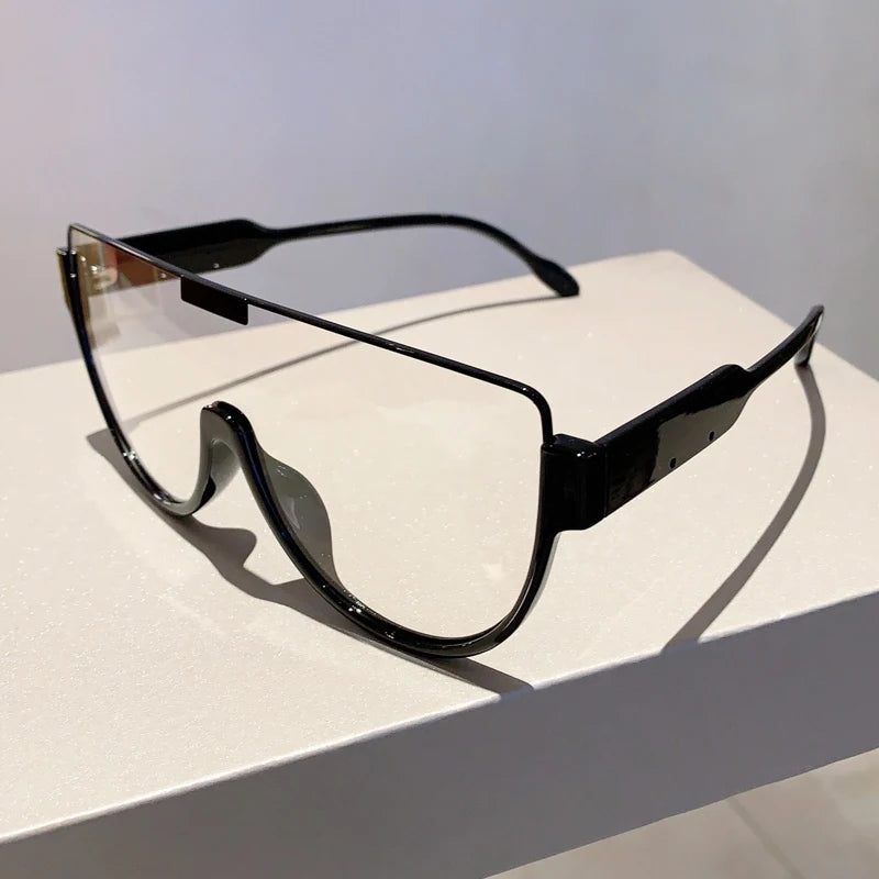 KAMMPT Vintage Semi-round Sunglasses Women Fashion Monoblock Outdoor Goggle Shades Ins Trending 2023 New Design UV400 Eyewear
