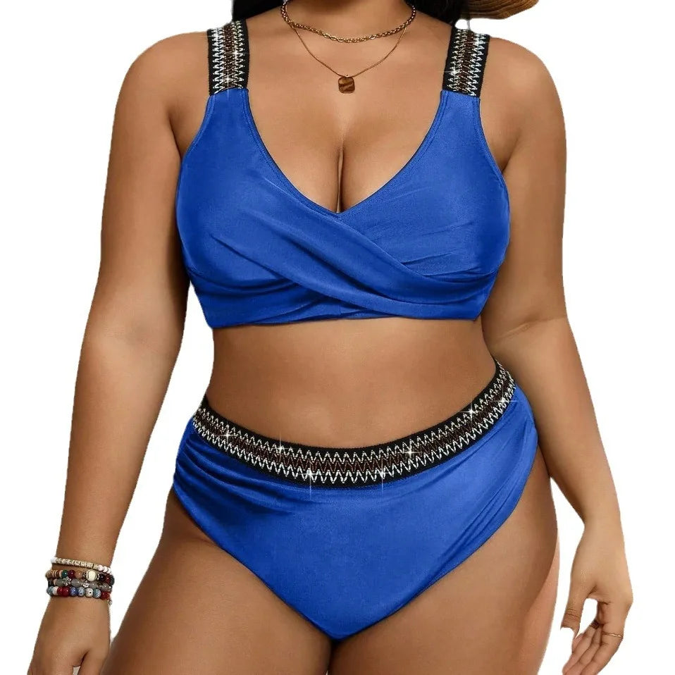 Plus Size Swimwear Women 2024 Bikini Set Two-Piece Woman Swimsuit Push Up Big Size Swimming Suit Beach Wear Bath Suits Monokini
