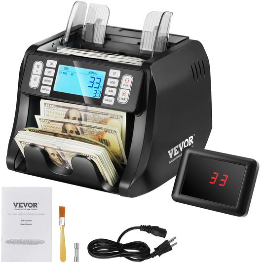 VEVOR 1200 Pcs/Min Money Counter Business Cash Register Bills Counterfeit Bill Detector by UV/MG/IR/DD Function for Bank Store