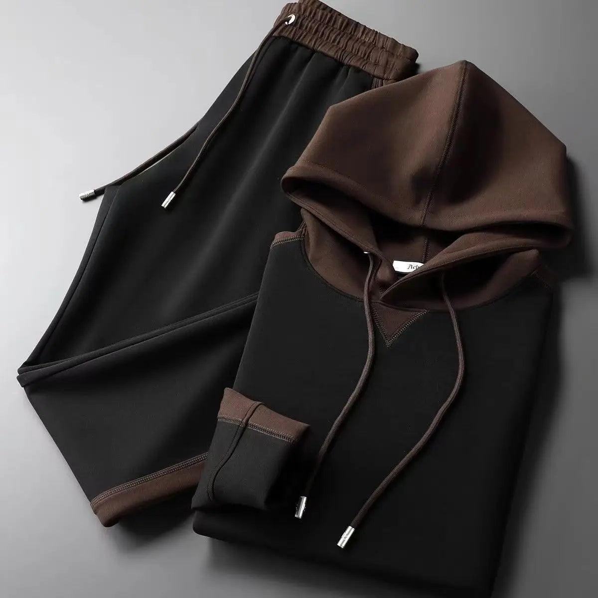 Spring Autumn Men's Light Casual Set Hooded Solid color Simple Luxury Fashion Trend Breathable Two-piece Set