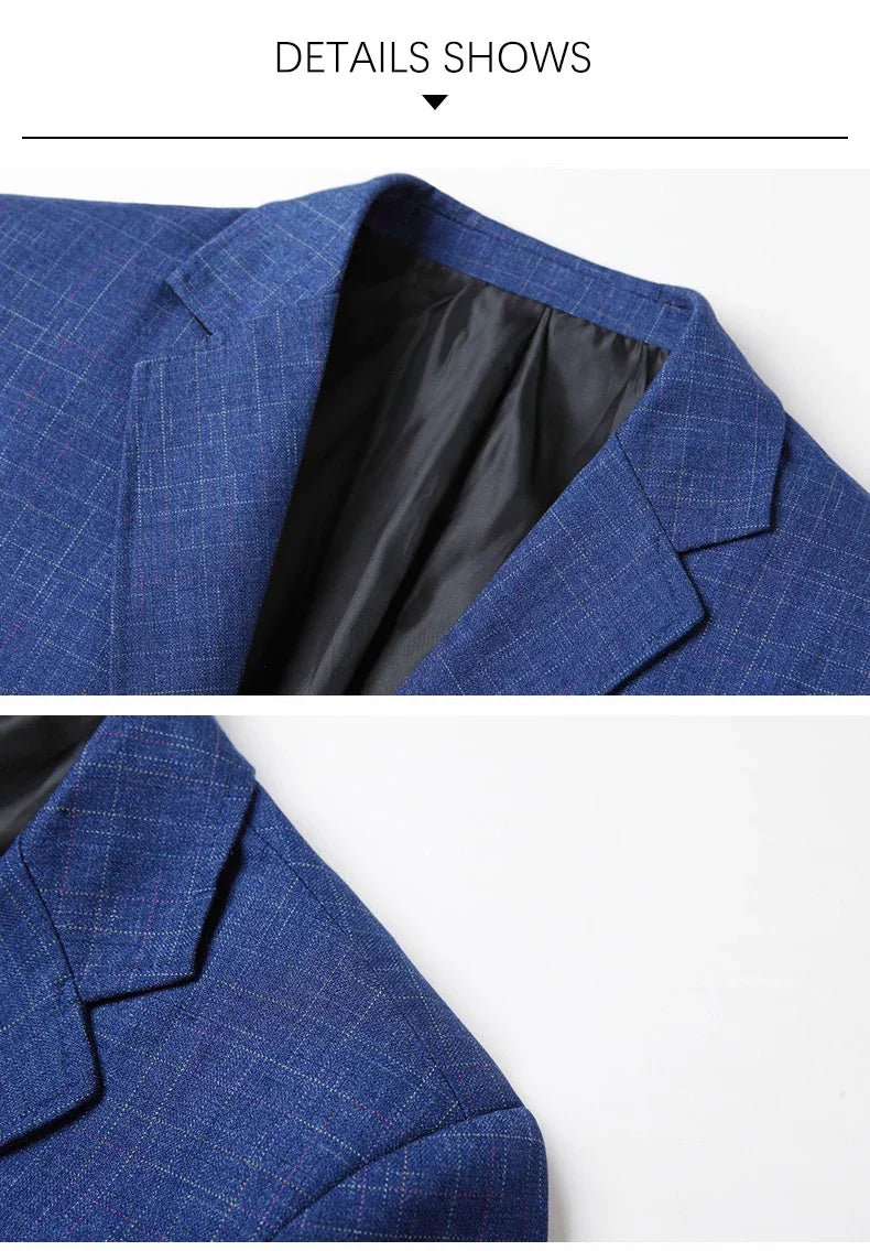 TFETTERS Brand 2025 Spring Mens Wedding Suits Blazer Check Autumn Single Breasted Suits Blazers Men Fashion Blazer for Mens