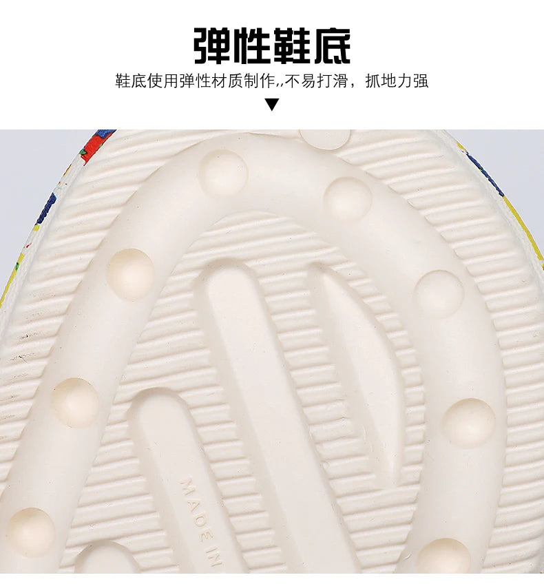 2024 New Thick-soled EVA Cave Shoes Women's Summer Wear Non-slip Beach Soft-soled Semi-Slippers Fashion Printed Sandals