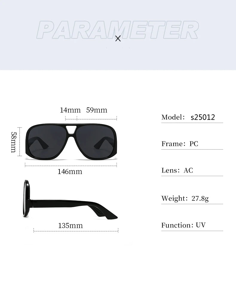 Hiking Camping Oversized Women Double Bridges Anti Light Glasses Fashion Outdoor Driving Eyeglasses Beach Travel UV400 Shades