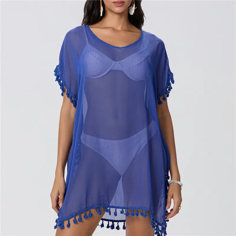 Summer Beach Cover Up For Women Lace Hollow Crochet Swimsuit Beach Dress