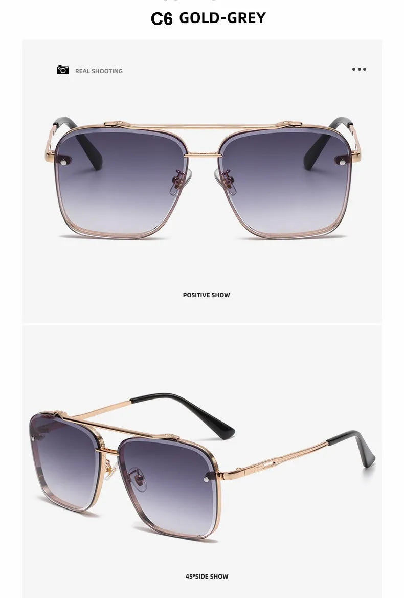 Square Sunglasses Men Metail Frame Glasses Resin Lens Male Sun Glasses Driving Travel Outdoor Eyewears Oculos De Sol UV400