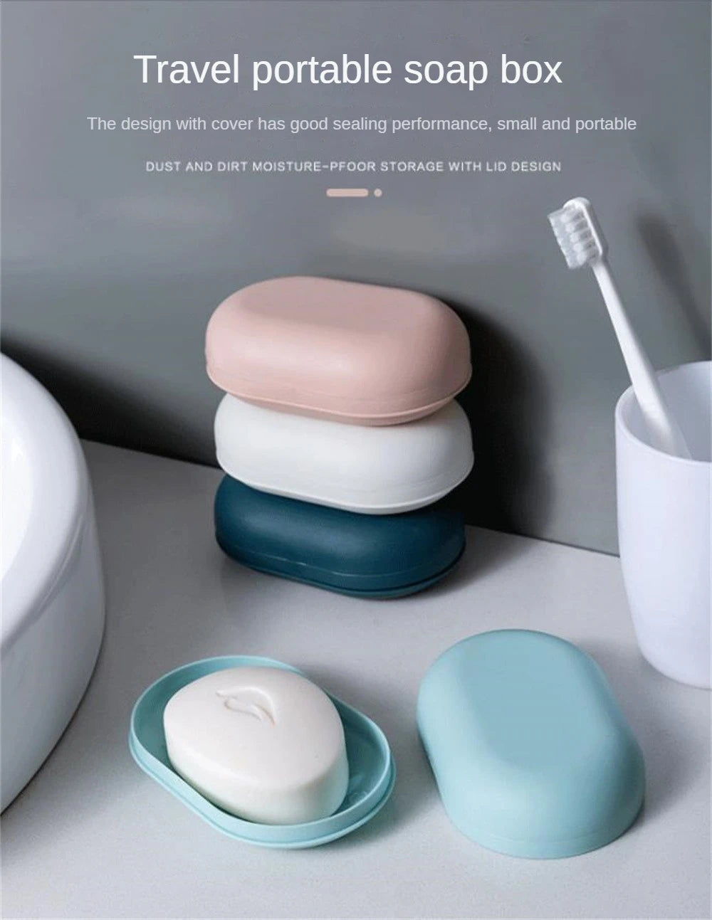 Portable Soap Box Leak Proof Soap Case Dishes Soap Box Drain Soap Holder Easy To Carry Bathroom Storage Sealed Box