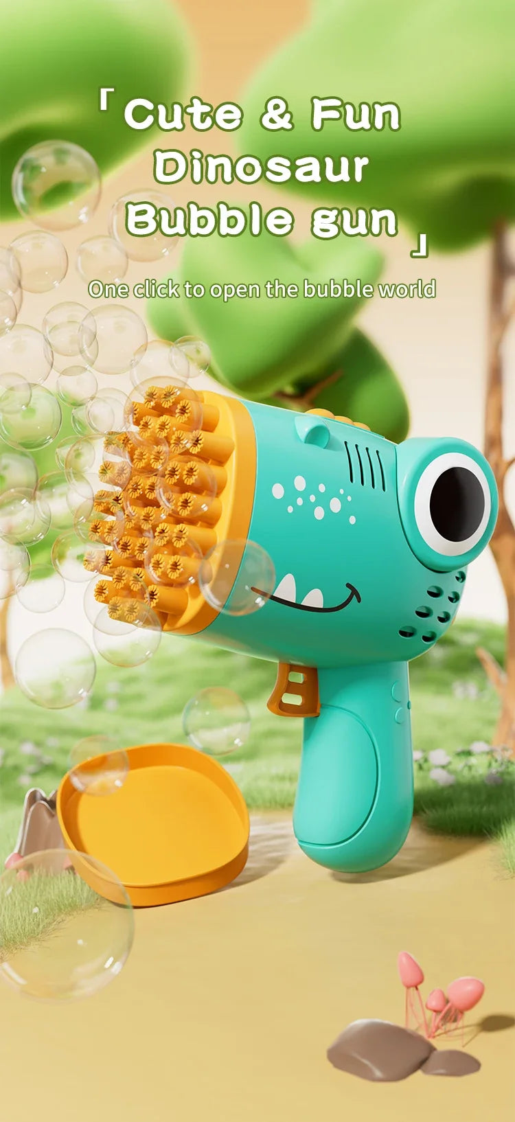 40 Hole Dinosaur Bubble Machine Children's Gift Continuous Bubble Making Wedding Outdoor (Excluding Bubble Liquid and Battery)