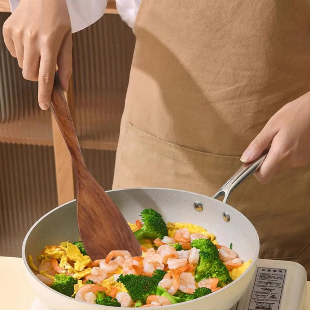 Wooden Spoons for Cooking, Acacia Wood Cooking Utensils Set Wooden Kitchen Tools Spoon Rest Nonstick Cookware Kit Safe