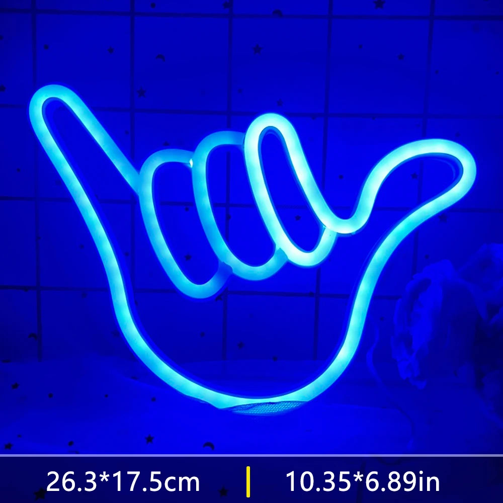Peace Hand LED Neon Sign Win Victory Gesture Finger Night Lamp OK Neon Lights Bedroom Living Room Wall Home Office Decor