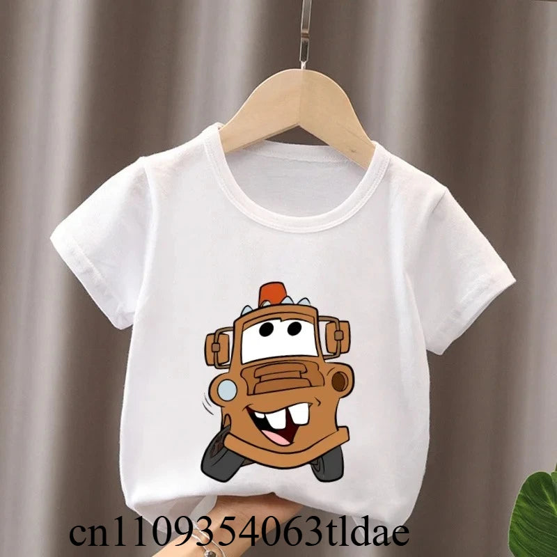 Hot Sale Car Pixar Lightning McQueen Print Cute Kids T-Shirts Girls Clothes Baby Boys Short Sleeve T Shirt Summer Children Tops