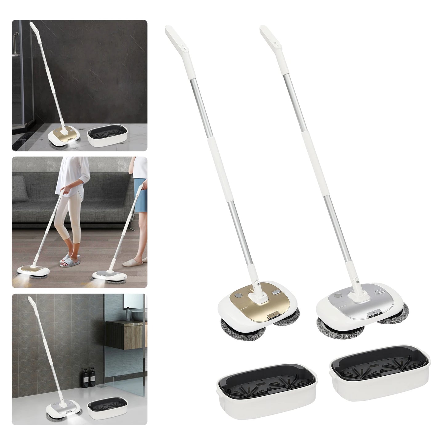 Cordless Electric Spin Mop and Bucket Set Mops Floor Cleaning Tools 150RPM Spin Mop with 400ML Water Tank for Door Windows Floor