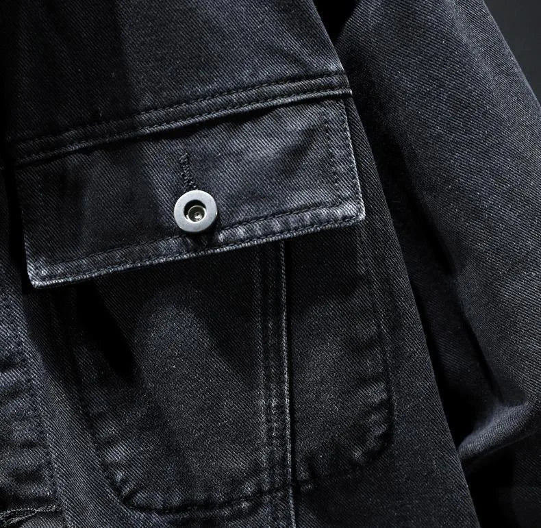 2024 Spring and Autumn New Fashion Solid Color Cotton Large Size Denim Jacket Men's Casual Relaxed Comfortable Breathable Jacket
