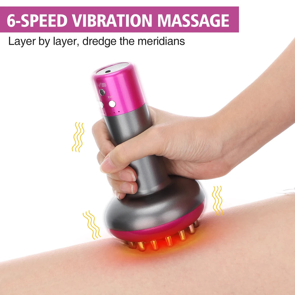 Rechargeable Guasha Massager Body Shaping Heating Meridian Scraping Brush Lymphatic Drainage Machine Fat Burner