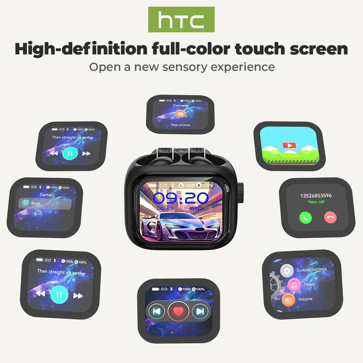 [HD On-screen subtitles] HTC Earphones Bluetooth V6 TWS Sports Wireless Headphones AI Translator Earbud Noise Reduction Mic