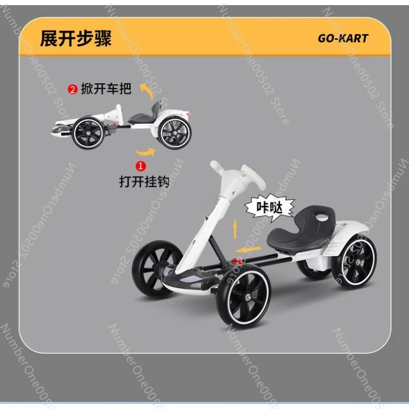 Children's electric kart electric four-wheeler foldable adults can sit in a portable children's car