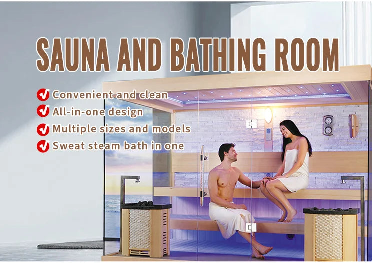 Hot Sale Modern Electric 9kw Outdoor Red Cedar Solid Wood 4 Person Far Infrared Wet Steam Traditional Sauna Room Health Benefits