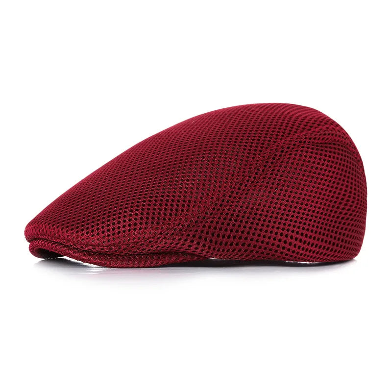 Breathable Mesh Hollow Berets Hat For Men Convenient Spring Summer Beret Quick-drying Newsboy Cap Retro Sun Hats Painter Caps