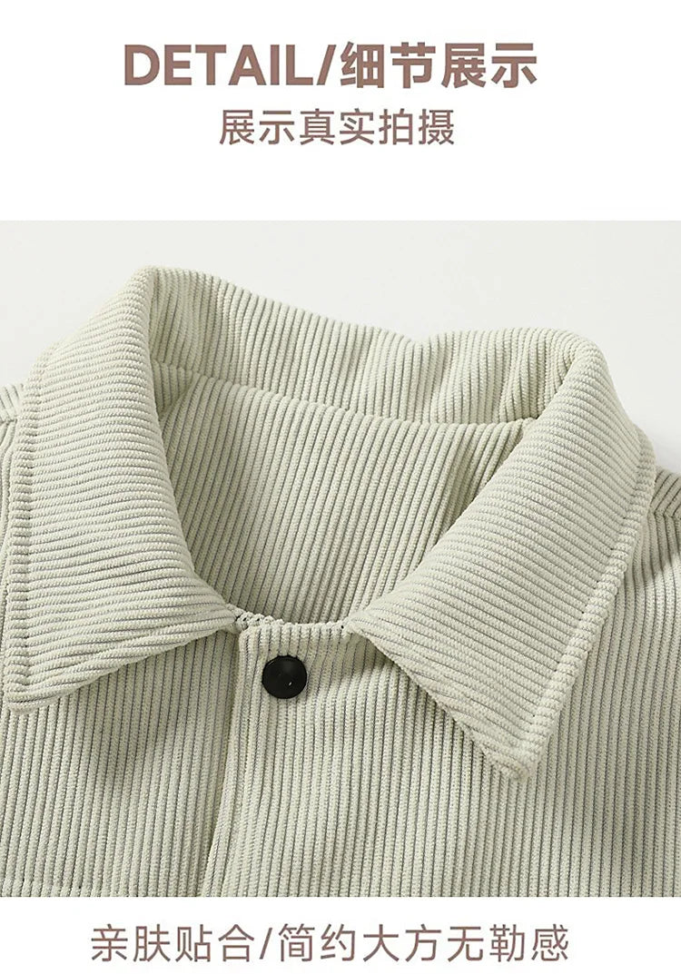 Plus Size 8XL Men Autumn Jacket Cotton Padded Corduroy Coat Male Big Large Loose Fit Business Korean Elegant Work Casual Outwear