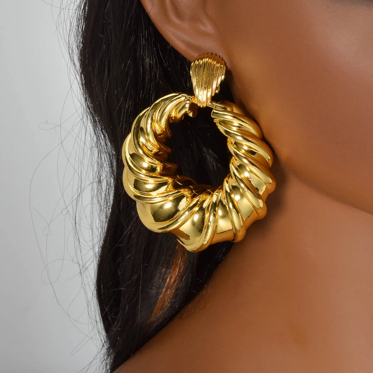 2pcs Men's Women's Jewelry Set Geometric Spiral Pattern Collar Pendant Earrings Hip Hop Punk Party Banquet Accessories Gifts