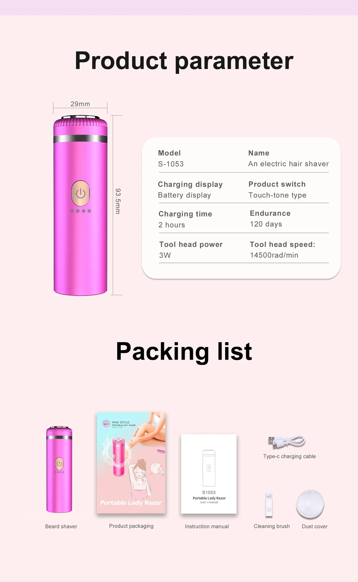 Facial Hair Remover for Women, Eyebrow Trimmer Nose Hair Mini Bikini Razor Precise Shaper, Portable Rechargeable Epilator for Li