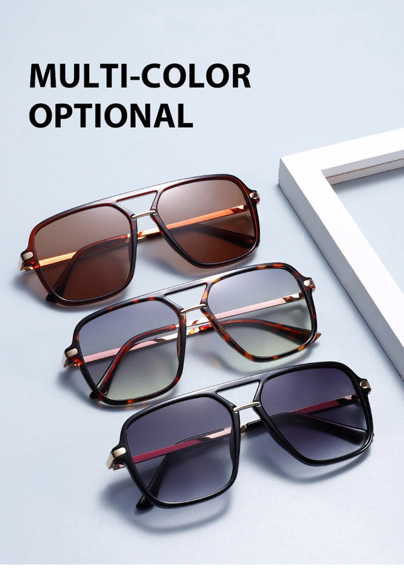 SHAUNA Fashion Double Bridges Square Sunglasses Women Men Retro Gradient Sun Glasses Shades UV400