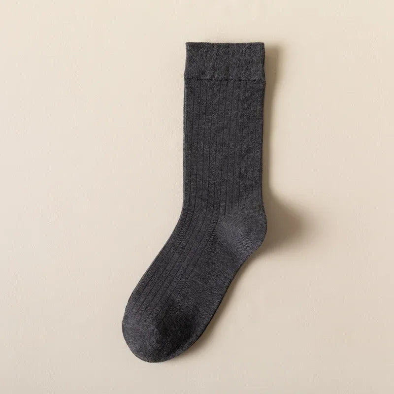 Men Cotton Socks High Quality Solid Color Business Crew Spring Autumn Knitting Mib Tube Ankle Long Breathable Casual Soft Socks