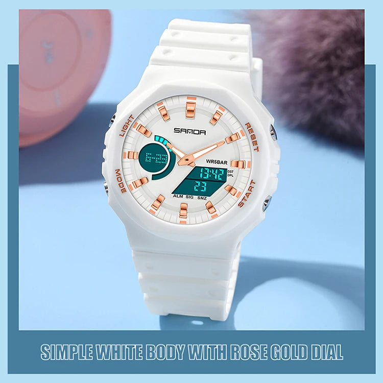 SANDA Top Luxury Men's Quartz Watches Waterproof Men Military Sport Watch Relogio Masculino Dual Display LED Digital Wristwatch