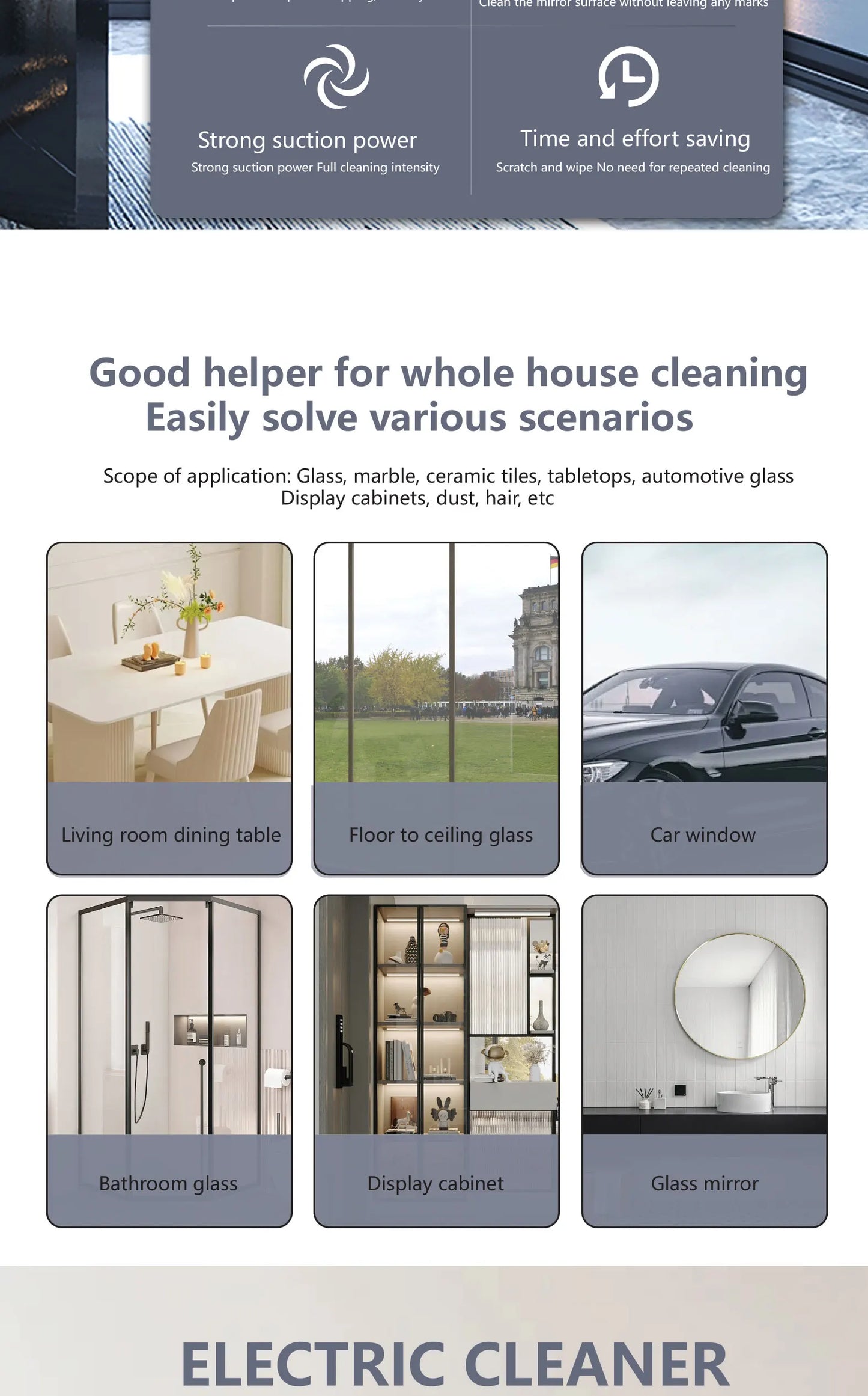 Window Cleaner Electric Glass Handheld Cordless Window Cleaning Tools Multifunctional Wireless USB Rechargeable Vacuum Cleaner