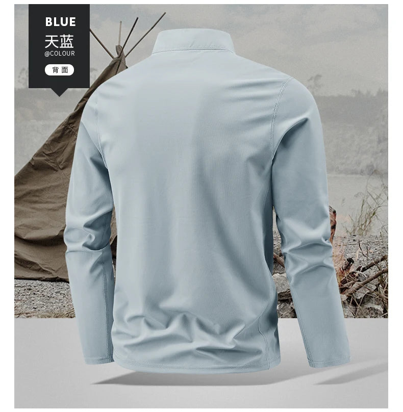 Quick Dry Men's Polo Shirt Stand Collar Pullover Male Long Sleeve Half Zipper Spring Big Size Plus Large 6XL 7XL 8XL Sport Golf