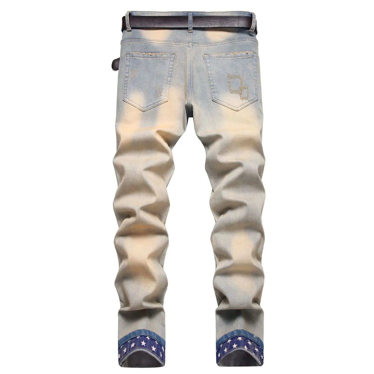 Kakan - New European and American Embroidered and Embroidered Long Jeans for Men's Wear, Retro Cuffed Fashion Stretch Jeans