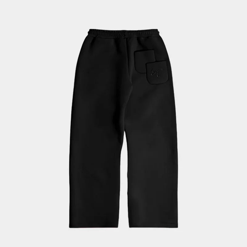 Y2K Casual Loose Jogger Pants Star Letter Pattern Square Pocket Embroidery Elastic Waist Sweatpants Men Women Comfort Streetwear