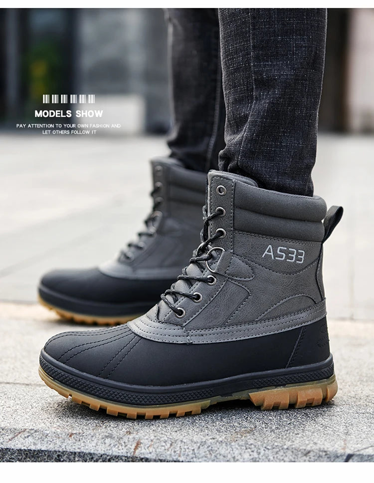 Plus Size 47 Outdoor Men Boots Winter Snow Boots for Men Training Work Boots Waterproof Slip-Resistant Keep Warm Winter Shoes