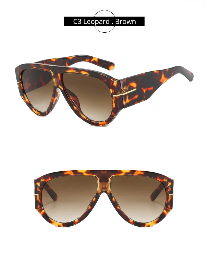 2025 Oversized Pilot Sunglasses for Women Men UV Protection Stylish Eyewear Thick Frame Unique Luxury Designer Sun Glasses Shade
