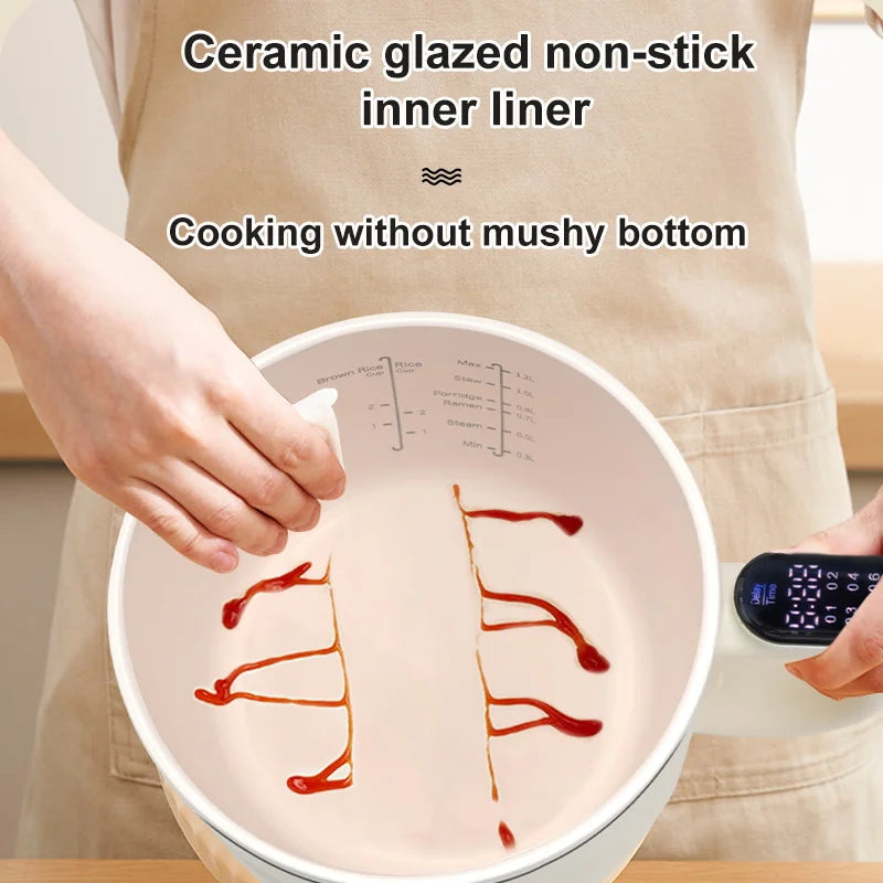 220V Multi Cookers Portable Electric Hot Pot 1.5L Household Non-stick Pan electric cooking pot for Ramen, Dumplings, Oatmeal