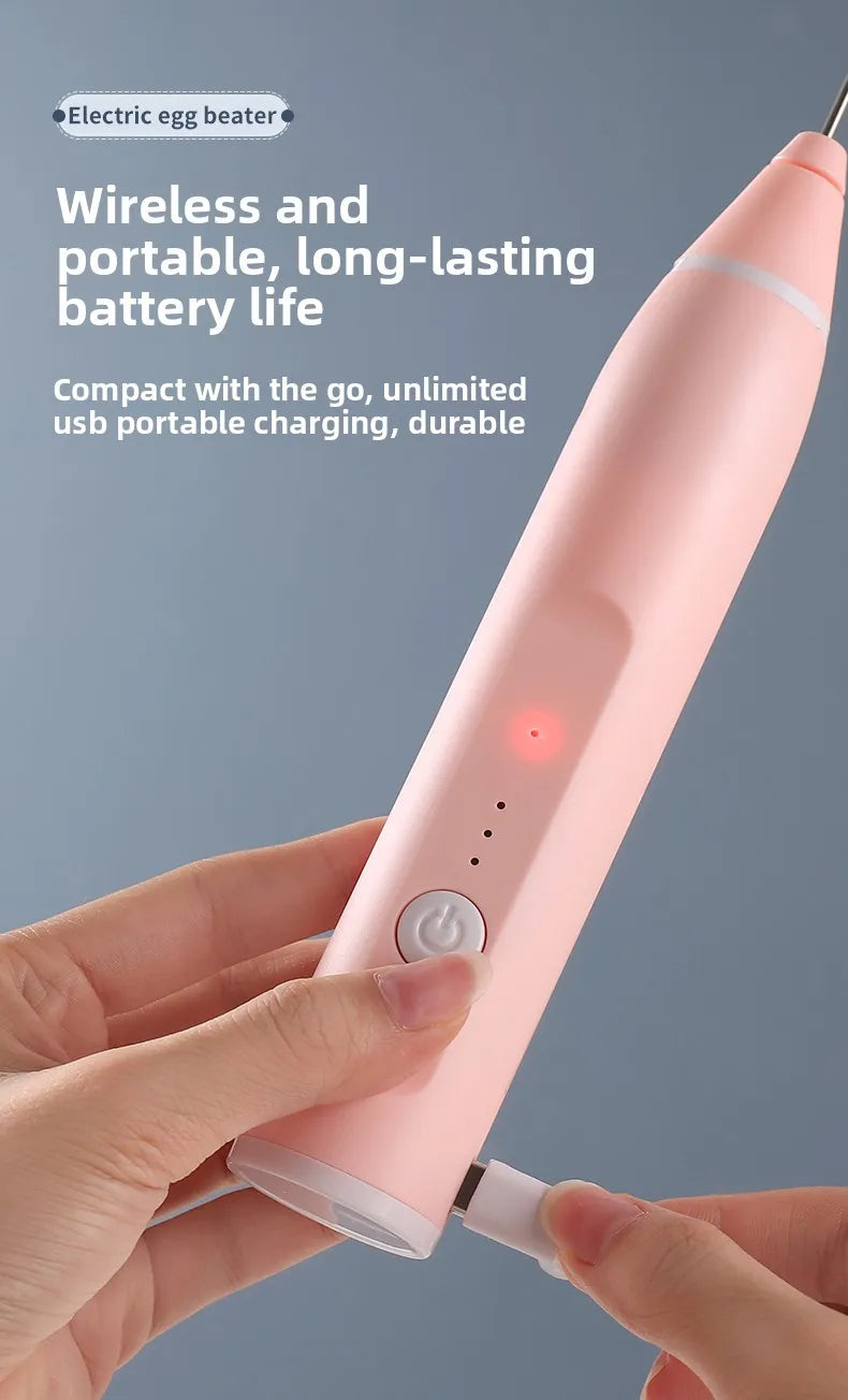 Electric egg beater, milk frother, 3-speed USB charging handheld cream mixer, cream stick, kitchen tool, food mixer