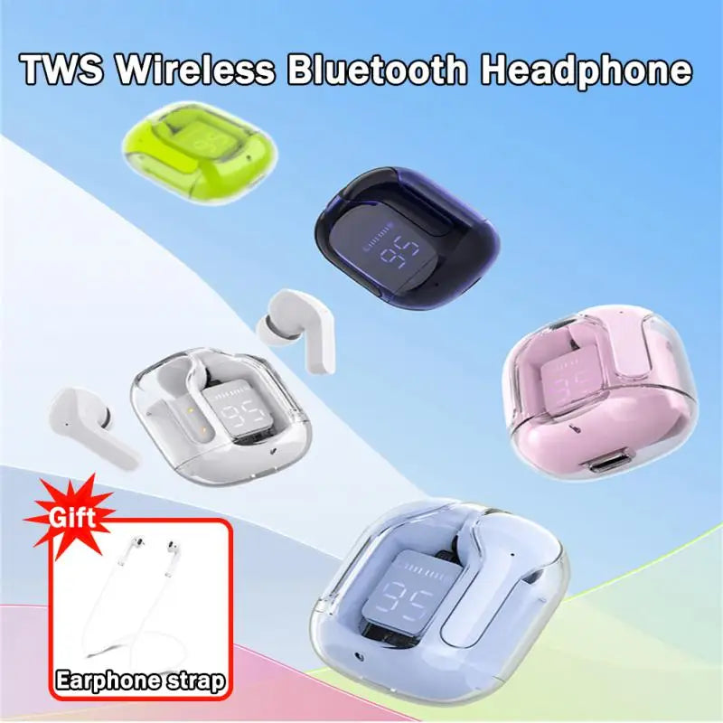 RYRA TWS Bluetooth 5.1 Earphones With Charging Box Wireless Headphone Stereo Sports Transparent Digital Display Earbuds Headsets